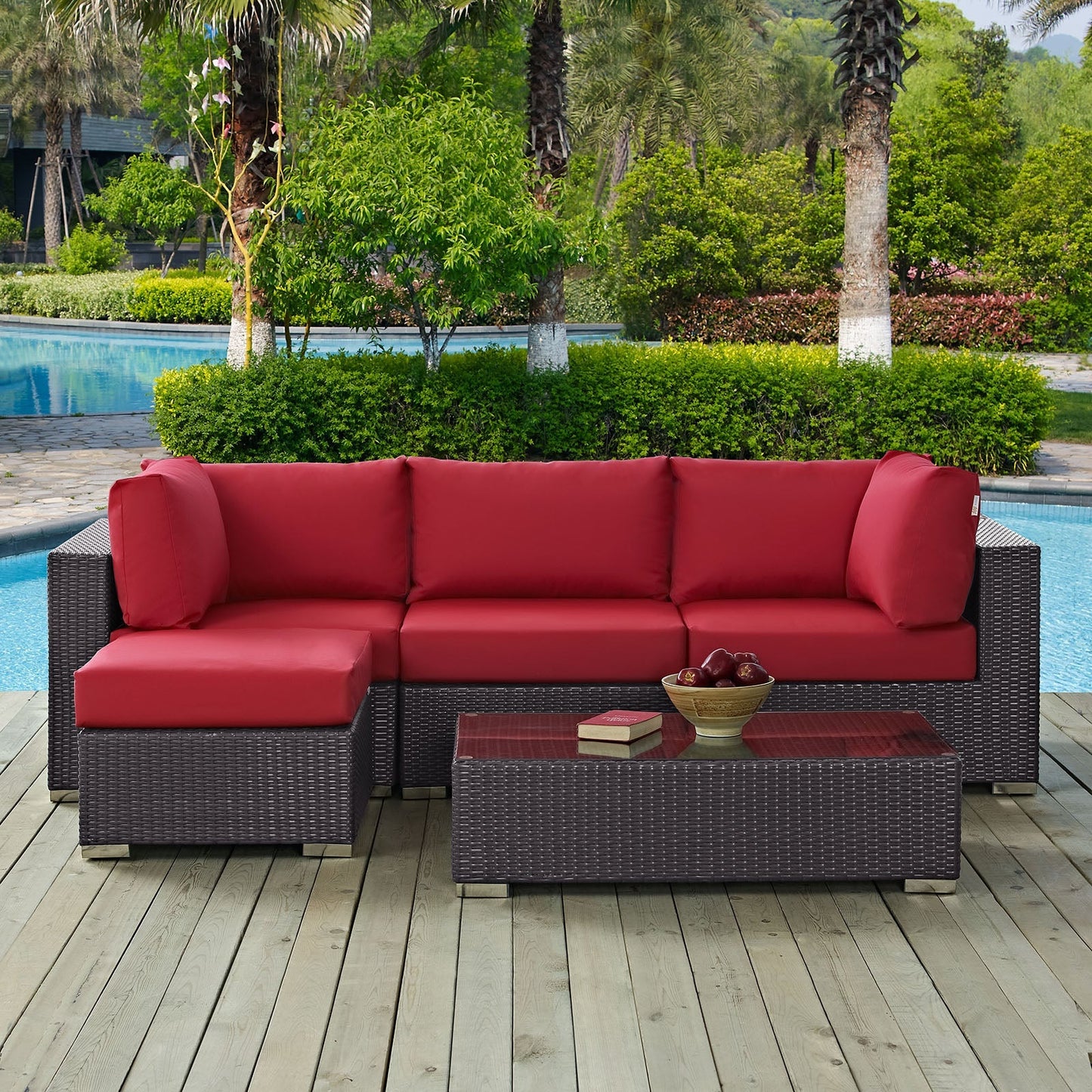 Modway Furniture Convene 5 Piece Outdoor Patio Sectional Set by Modway –EEI-2172-EXP-BEI-SET