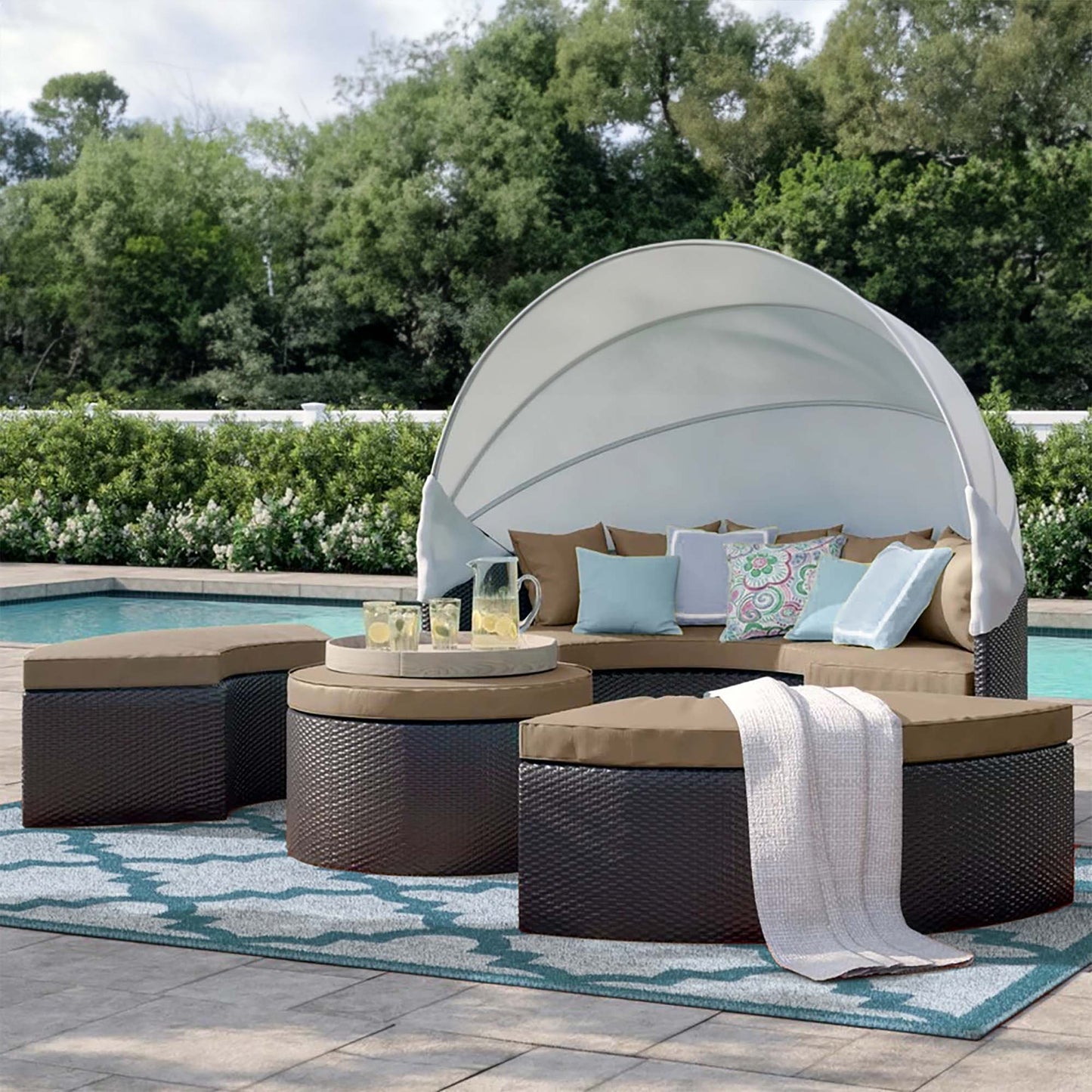 Modway Furniture Convene Wicker Rattan Outdoor Patio Canopy Sectional Daybed by Modway - EEI-2173-EXP-MOC-SET