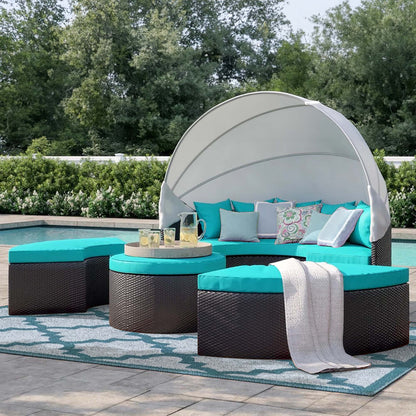 Modway Furniture Convene Wicker Rattan Outdoor Patio Canopy Sectional Daybed by Modway - EEI-2173-EXP-MOC-SET