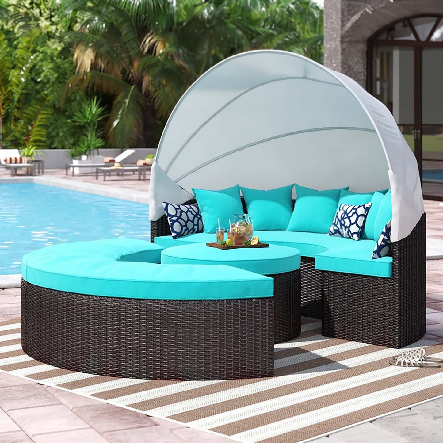 Modway Furniture Convene Wicker Rattan Outdoor Patio Canopy Sectional Daybed by Modway - EEI-2173-EXP-MOC-SET