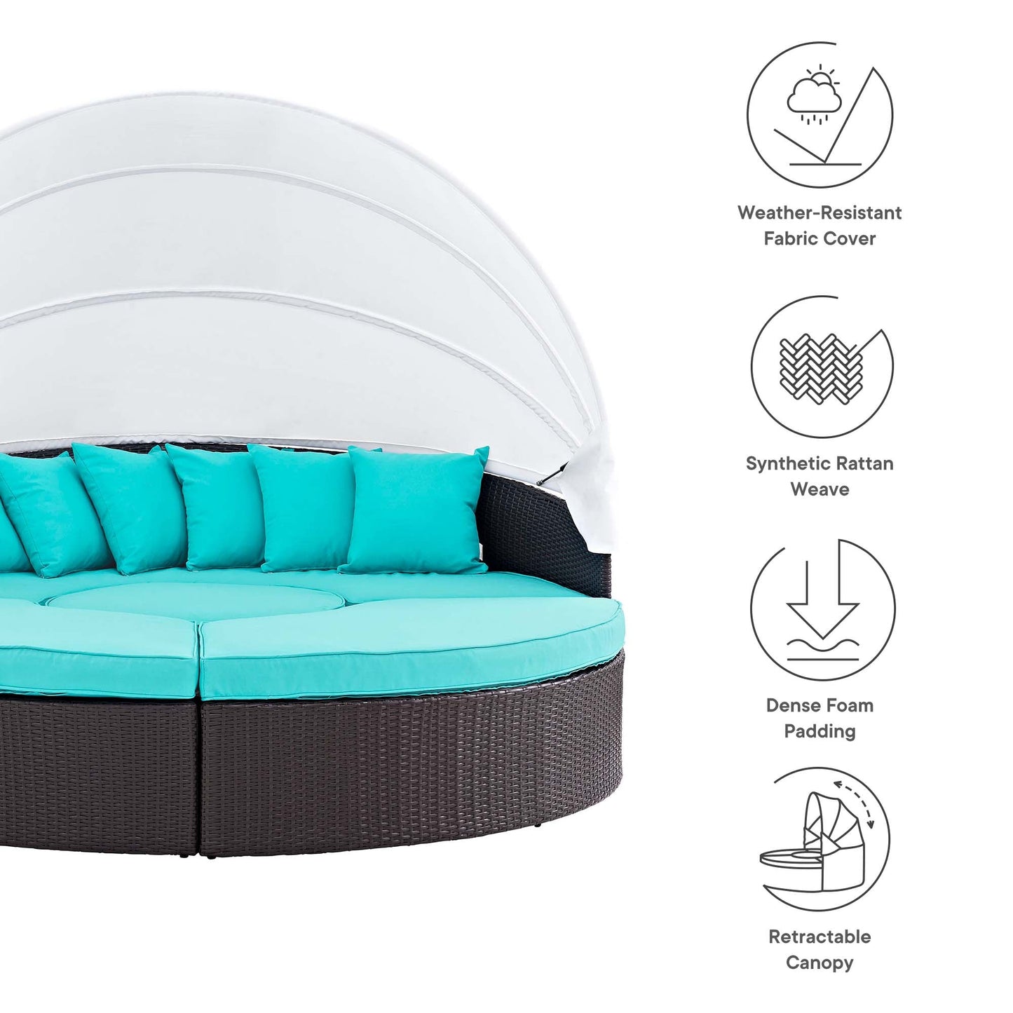 Modway Furniture Convene Wicker Rattan Outdoor Patio Canopy Sectional Daybed by Modway - EEI-2173-EXP-MOC-SET
