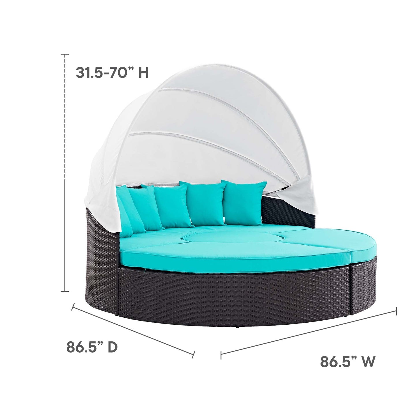 Modway Furniture Convene Wicker Rattan Outdoor Patio Canopy Sectional Daybed by Modway - EEI-2173-EXP-MOC-SET