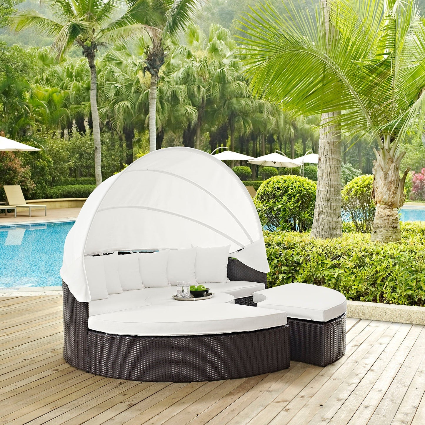 Modway Furniture Convene Wicker Rattan Outdoor Patio Canopy Sectional Daybed by Modway - EEI-2173-EXP-MOC-SET