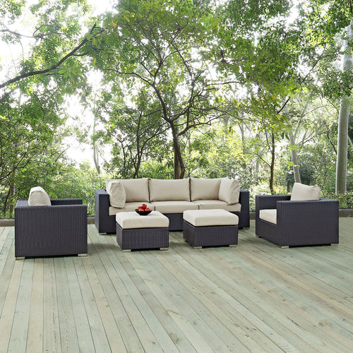 Modway Furniture Convene 7 Piece Outdoor Patio Sectional Set by Modway – EEI-2200-EXP-BEI-SET