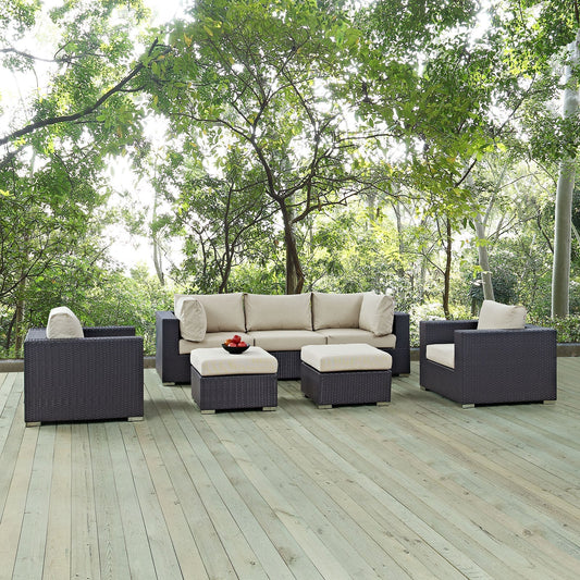 Modway Furniture Convene 7 Piece Outdoor Patio Sectional Set by Modway – EEI-2200-EXP-BEI-SET