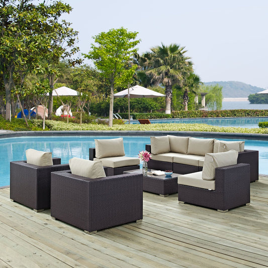 Modway Furniture Convene 8 Piece Outdoor Patio Sectional Set by Modway – EEI-2203-EXP-BEI-SET