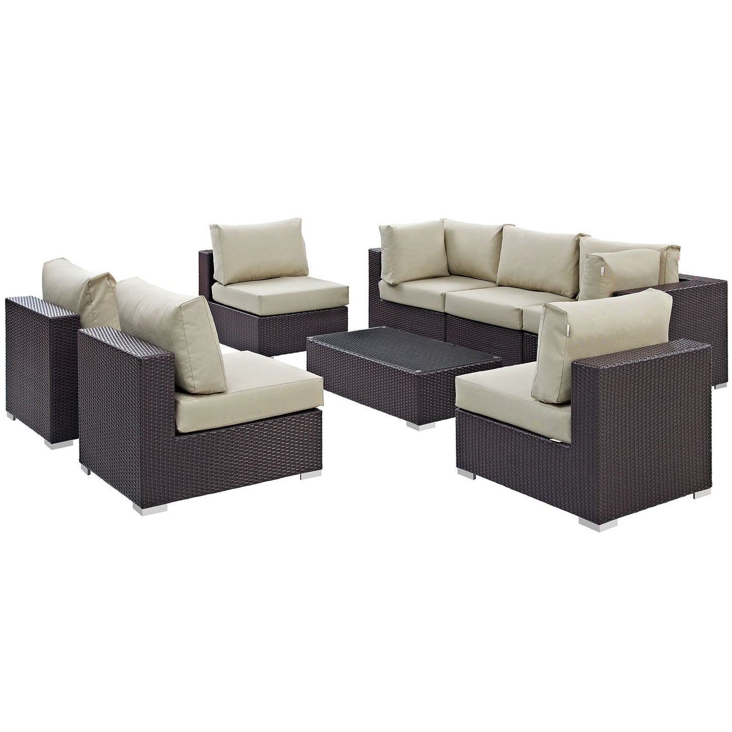 Modway Furniture Convene 8 Piece Outdoor Patio Sectional Set by Modway – EEI-2205-EXP-BEI-SET