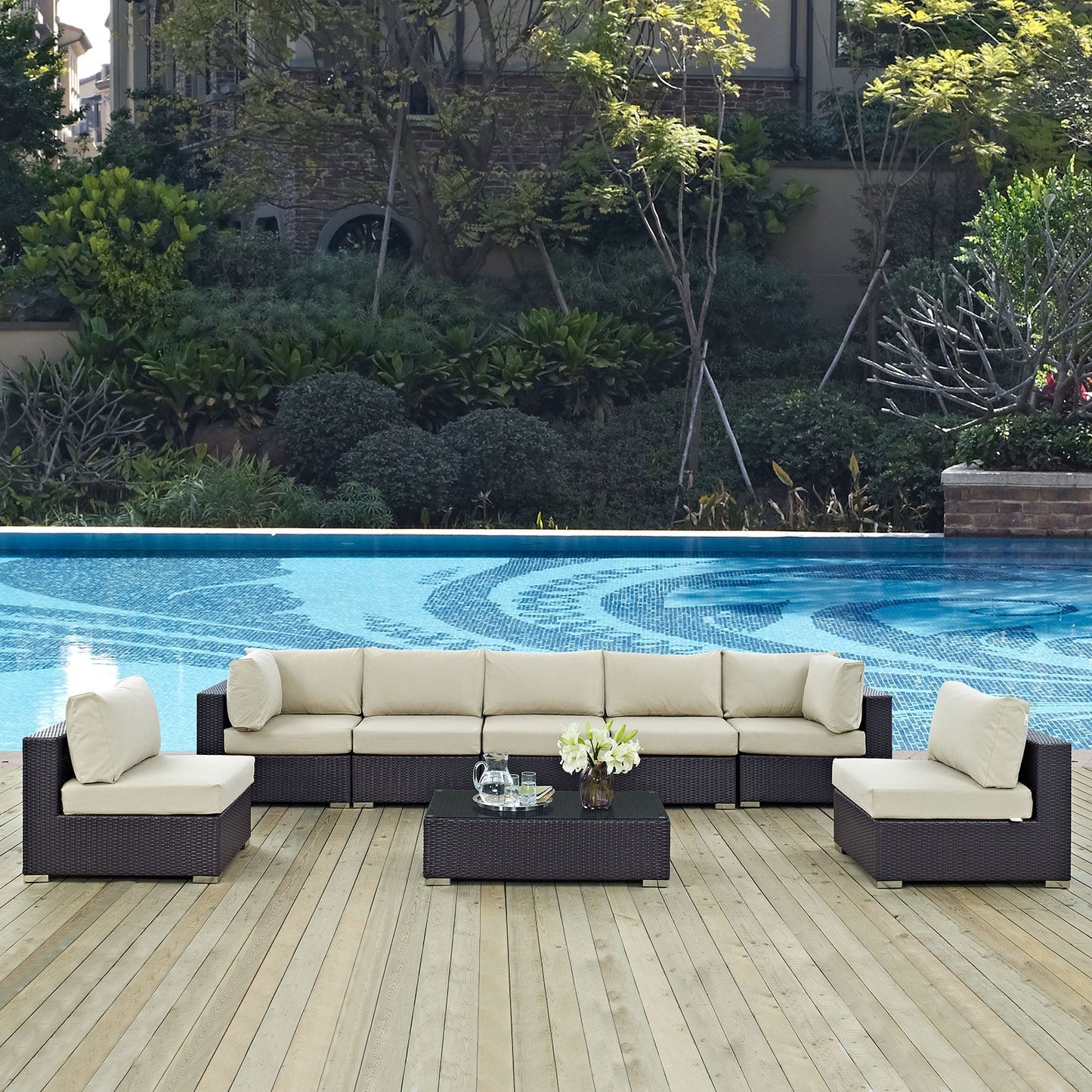 Modway Furniture Convene 8 Piece Outdoor Patio Sectional Set by Modway – EEI-2205-EXP-BEI-SET