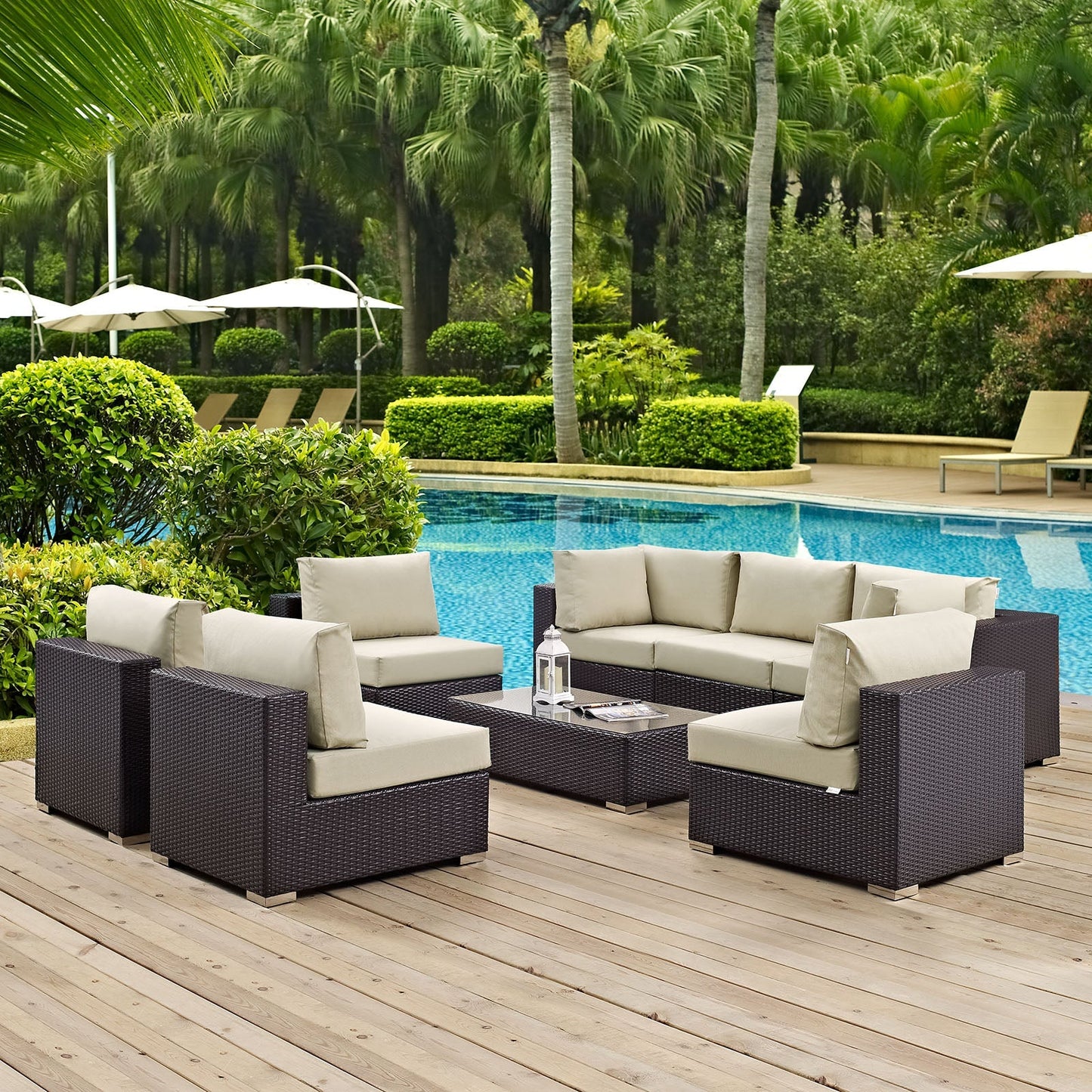Modway Furniture Convene 8 Piece Outdoor Patio Sectional Set by Modway – EEI-2205-EXP-BEI-SET