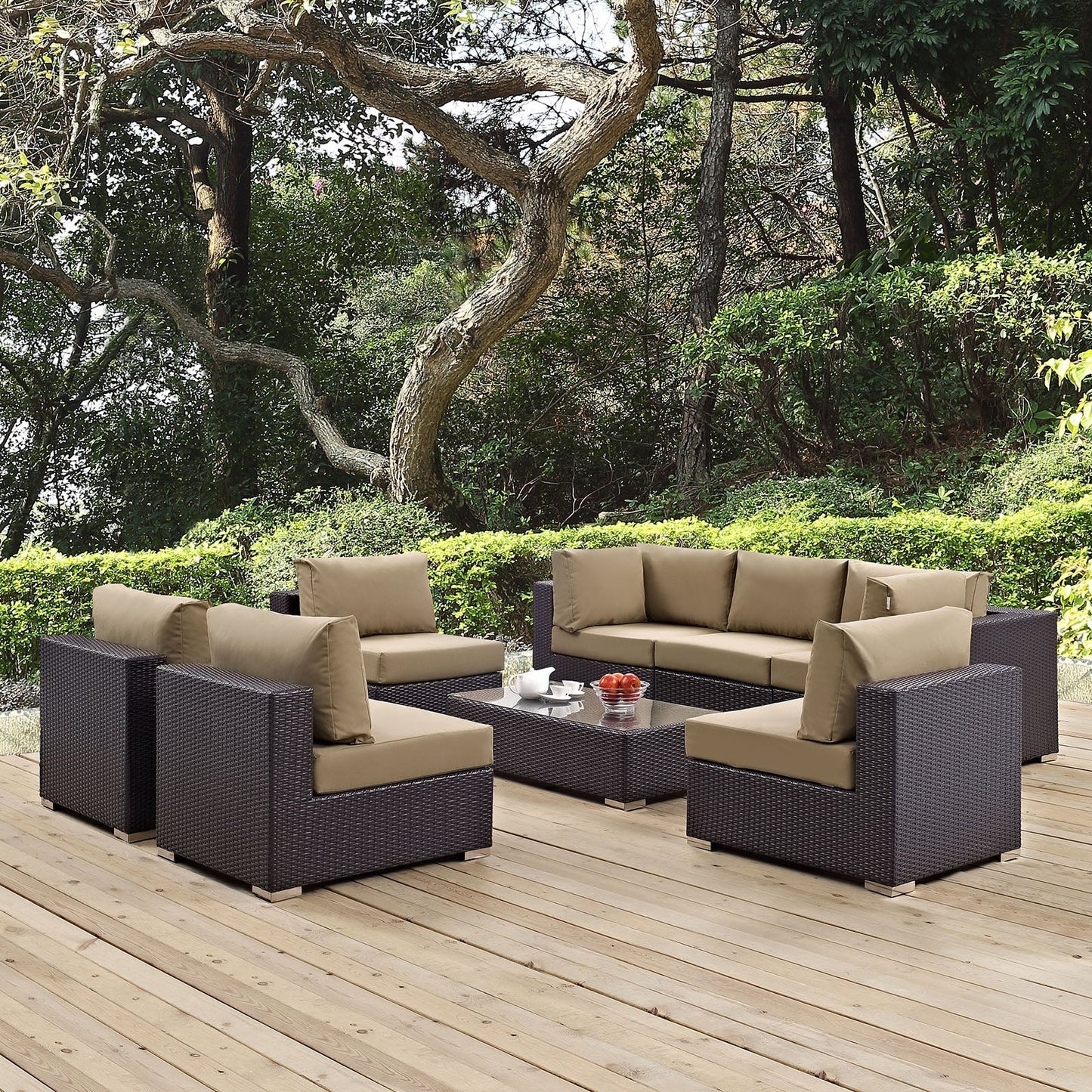 Modway Furniture Convene 8 Piece Outdoor Patio Sectional Set by Modway – EEI-2205-EXP-BEI-SET