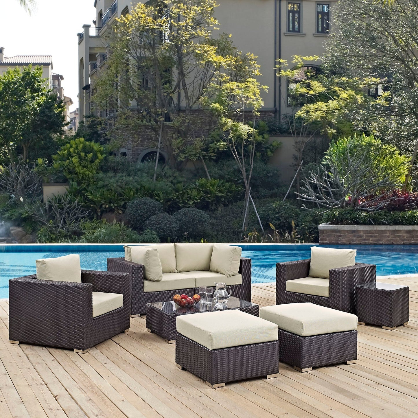 Modway Furniture Convene 8 Piece Outdoor Patio Sectional Set by Modway – EEI-2206-EXP-BEI-SET