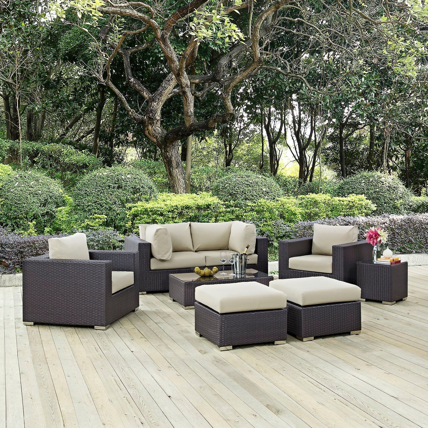 Modway Furniture Convene 8 Piece Outdoor Patio Sectional Set by Modway – EEI-2206-EXP-BEI-SET
