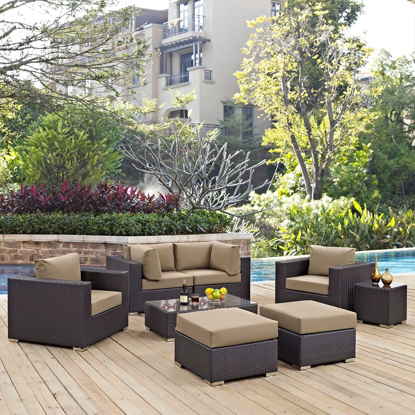 Modway Furniture Convene 8 Piece Outdoor Patio Sectional Set by Modway – EEI-2206-EXP-BEI-SET