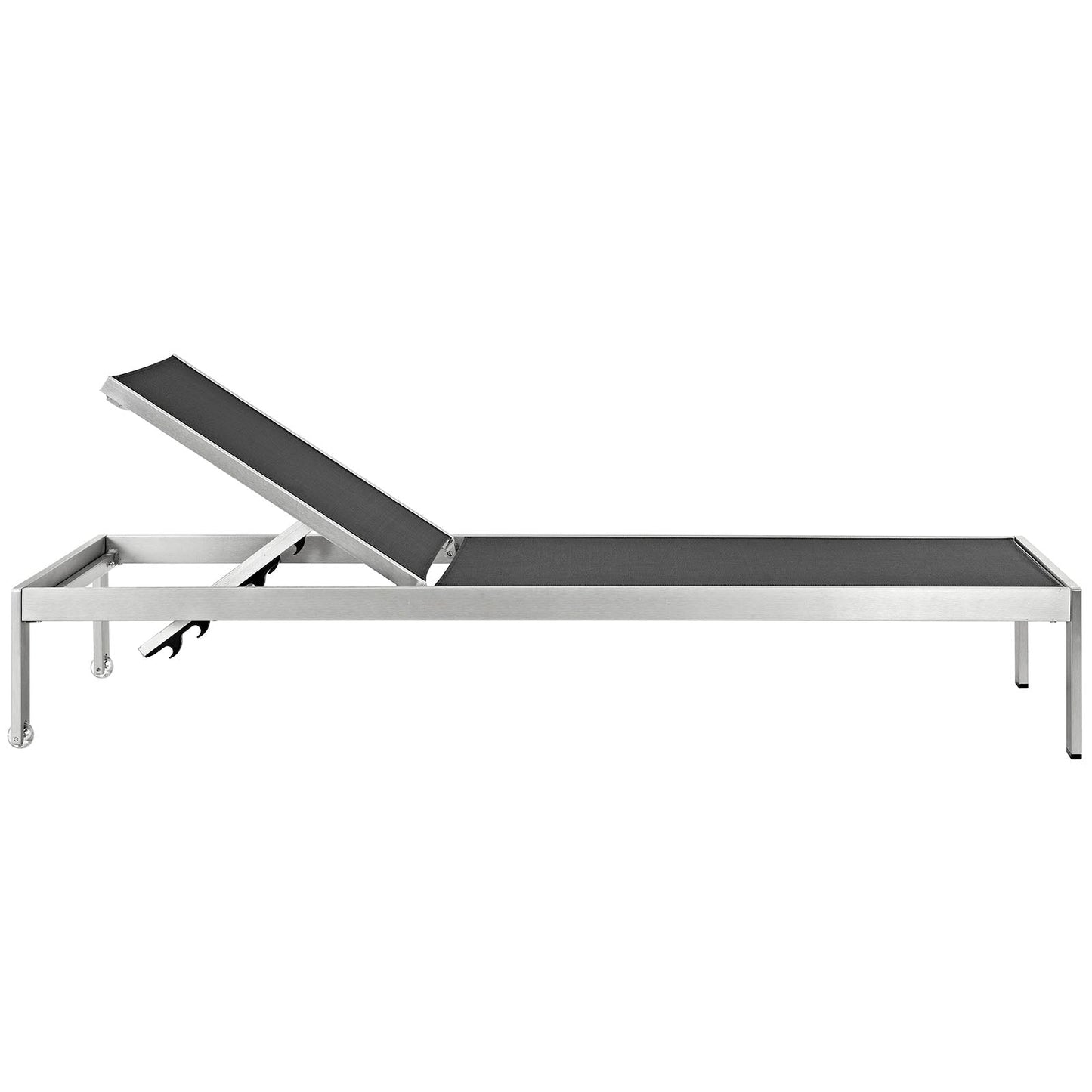 Modway Furniture Shore Outdoor Patio Aluminum Mesh Chaise - EEI-2249-SLV-BLK