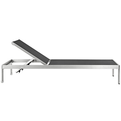 Modway Furniture Shore Outdoor Patio Aluminum Mesh Chaise - EEI-2249-SLV-BLK
