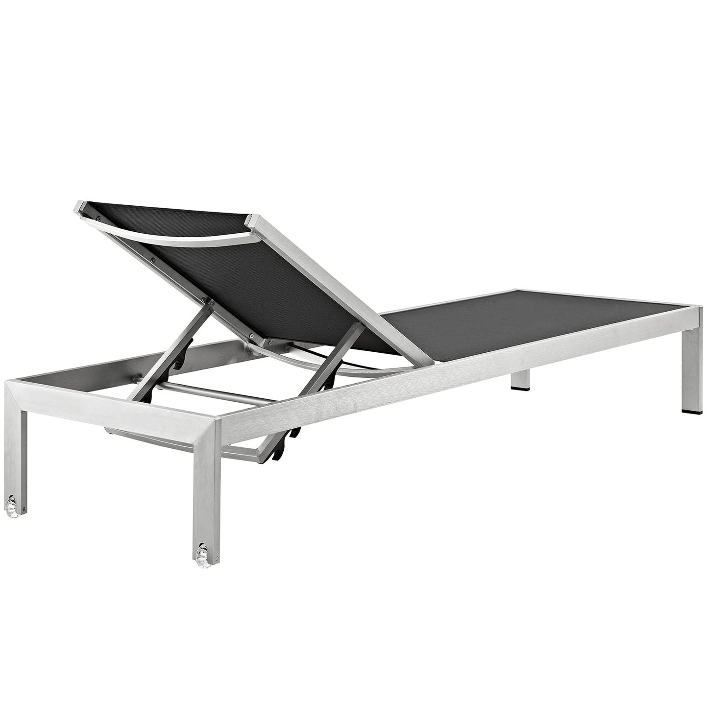 Modway Furniture Shore Outdoor Patio Aluminum Mesh Chaise - EEI-2249-SLV-BLK