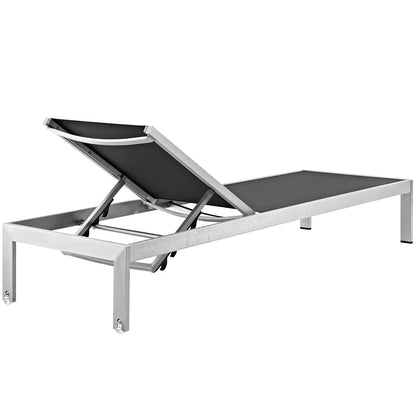 Modway Furniture Shore Outdoor Patio Aluminum Mesh Chaise - EEI-2249-SLV-BLK