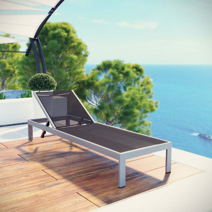 Modway Furniture Shore Outdoor Patio Aluminum Mesh Chaise - EEI-2249-SLV-BLK