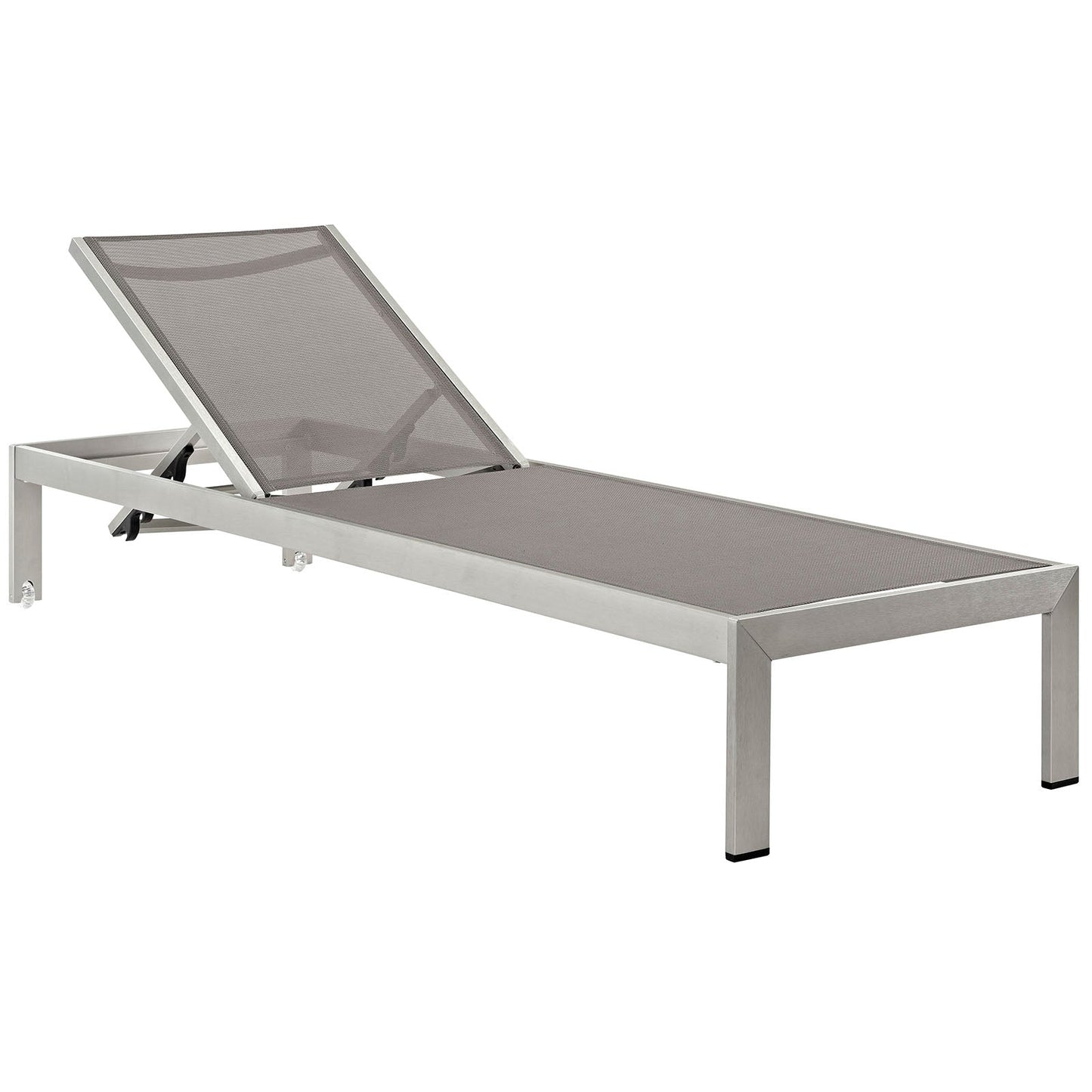 Modway Furniture Shore Outdoor Patio Aluminum Mesh Chaise - EEI-2249-SLV-BLK