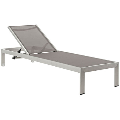 Modway Furniture Shore Outdoor Patio Aluminum Mesh Chaise - EEI-2249-SLV-BLK