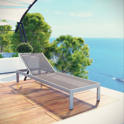 Modway Furniture Shore Outdoor Patio Aluminum Mesh Chaise - EEI-2249-SLV-BLK