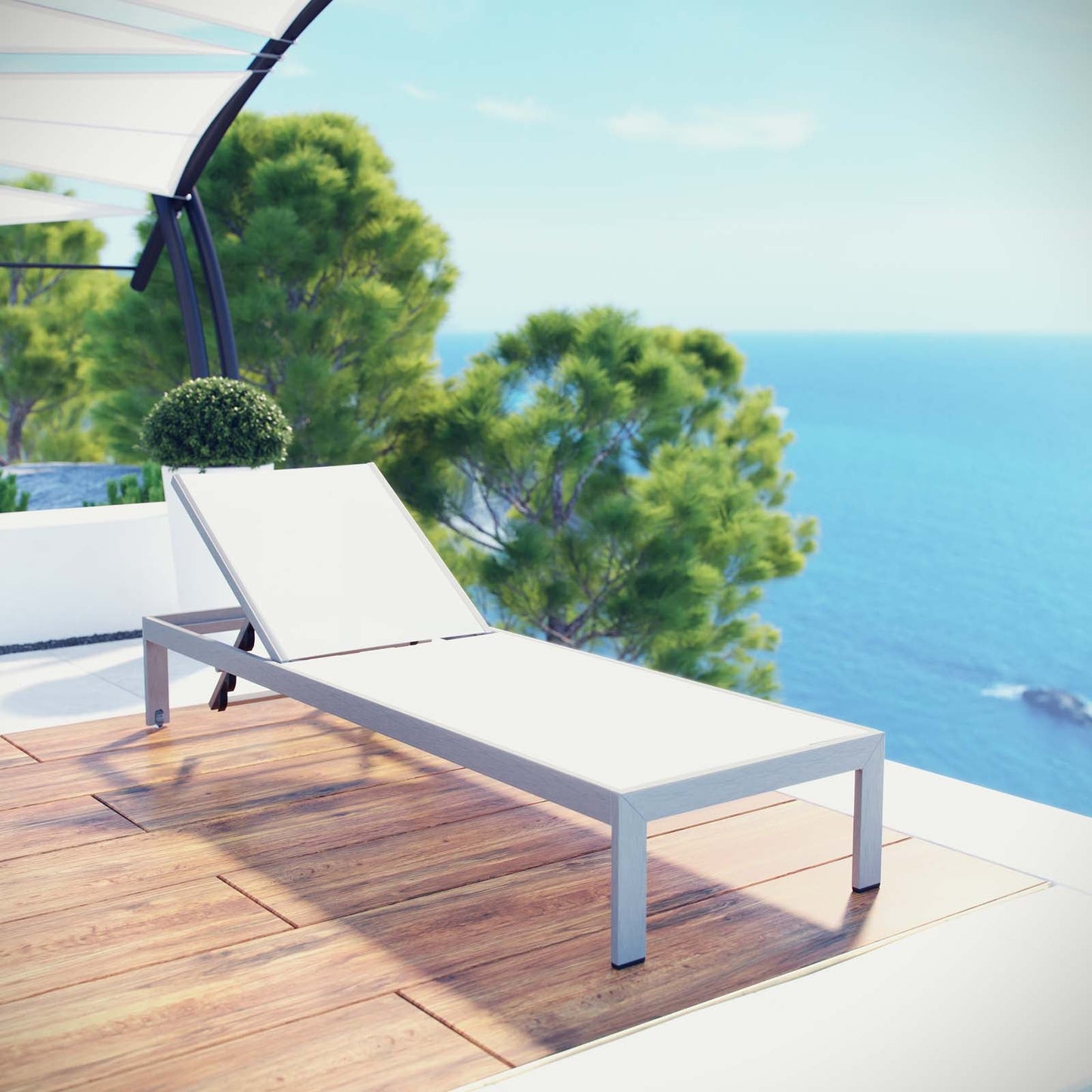Modway Furniture Shore Outdoor Patio Aluminum Mesh Chaise - EEI-2249-SLV-BLK