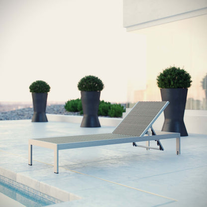 Modway Furniture Shore Outdoor Patio Aluminum Rattan Chaise - EEI-2250-SLV-GRY