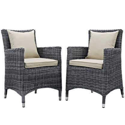 Modway Furniture Summon 2 Piece Outdoor Patio Sunbrella Dining Set - EEI-2313-GRY-BEI-SET