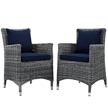 Modway Furniture Summon 2 Piece Outdoor Patio Sunbrella Dining Set - EEI-2313-GRY-BEI-SET