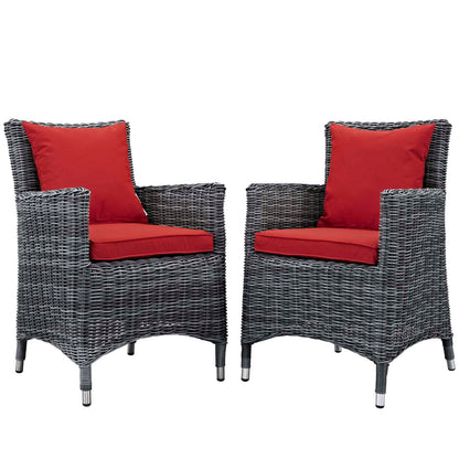 Modway Furniture Summon 2 Piece Outdoor Patio Sunbrella Dining Set - EEI-2313-GRY-BEI-SET