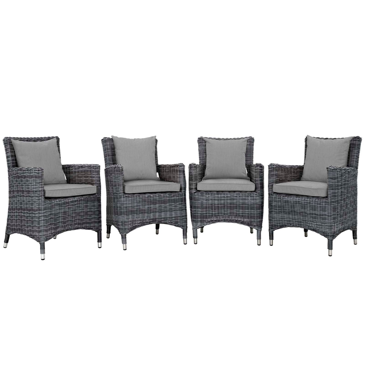 Modway Furniture Summon 4 Piece Outdoor Patio Sunbrella Dining Set - EEI-2314-GRY-BEI-SET