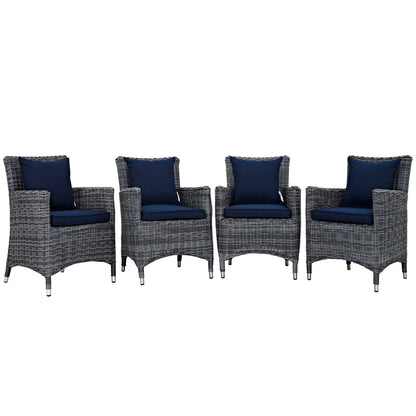 Modway Furniture Summon 4 Piece Outdoor Patio Sunbrella Dining Set - EEI-2314-GRY-BEI-SET