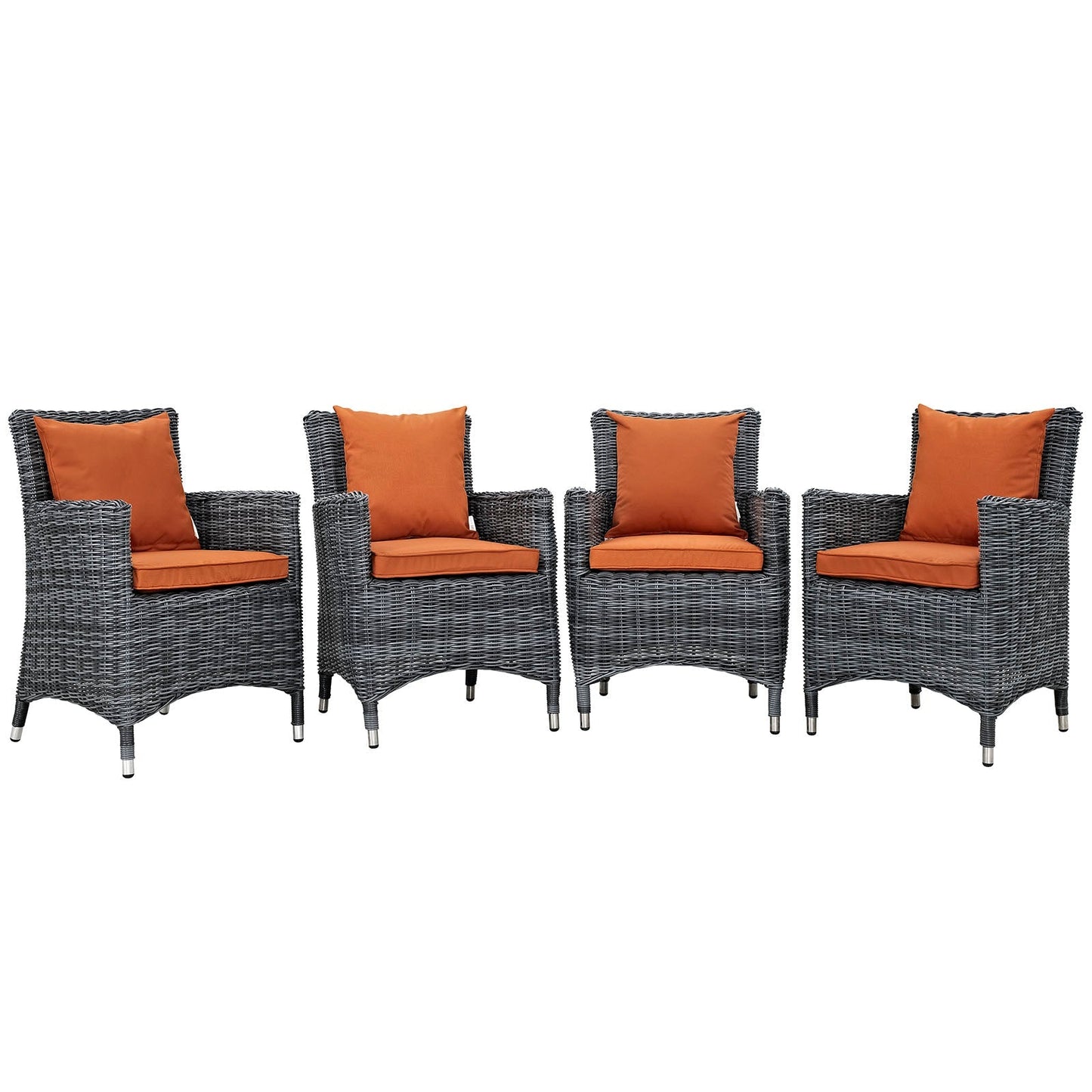Modway Furniture Summon 4 Piece Outdoor Patio Sunbrella Dining Set - EEI-2314-GRY-BEI-SET