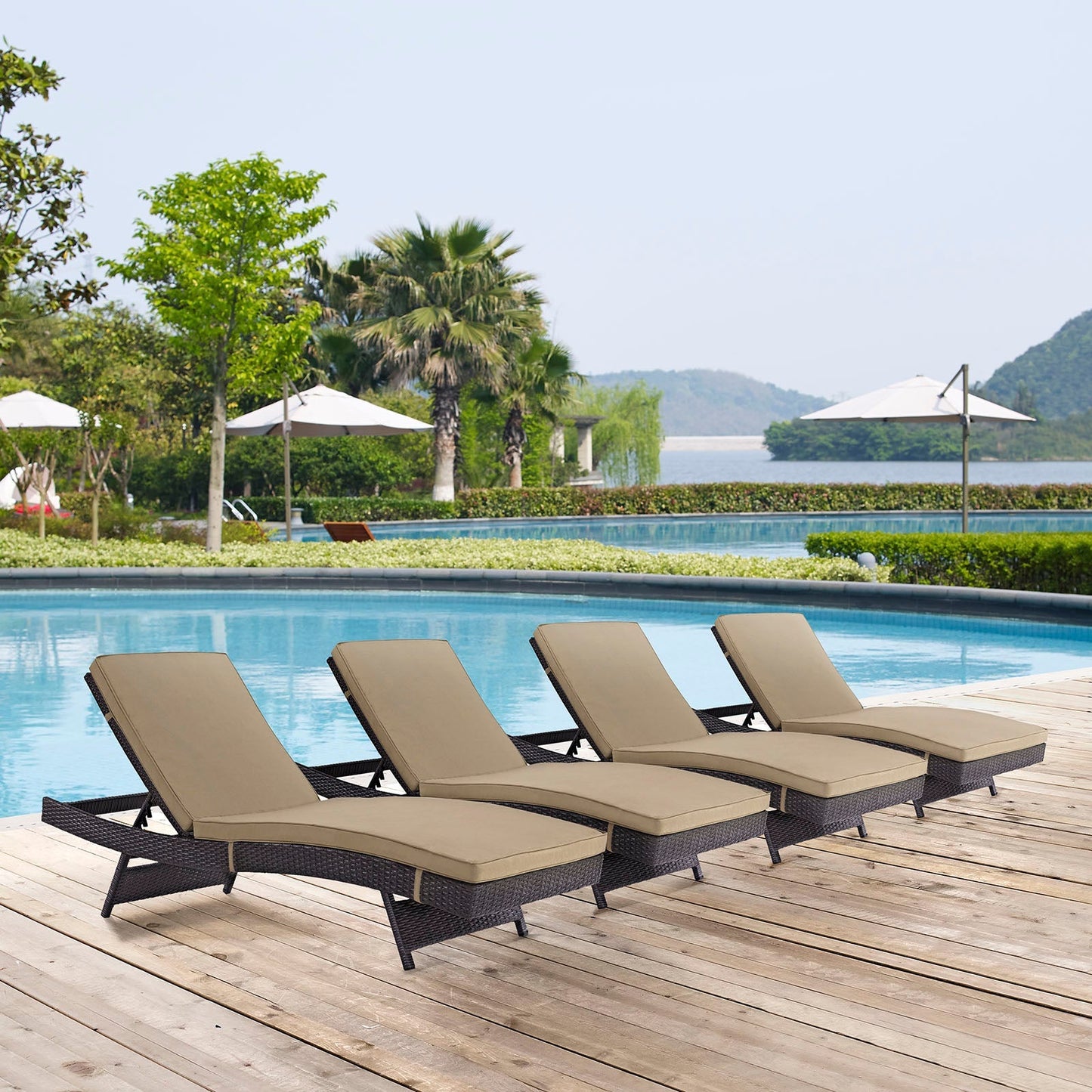 Modway Furniture Convene Chaise Outdoor Patio Set of 4 by Modway - EEI-2429-EXP-MOC-SET