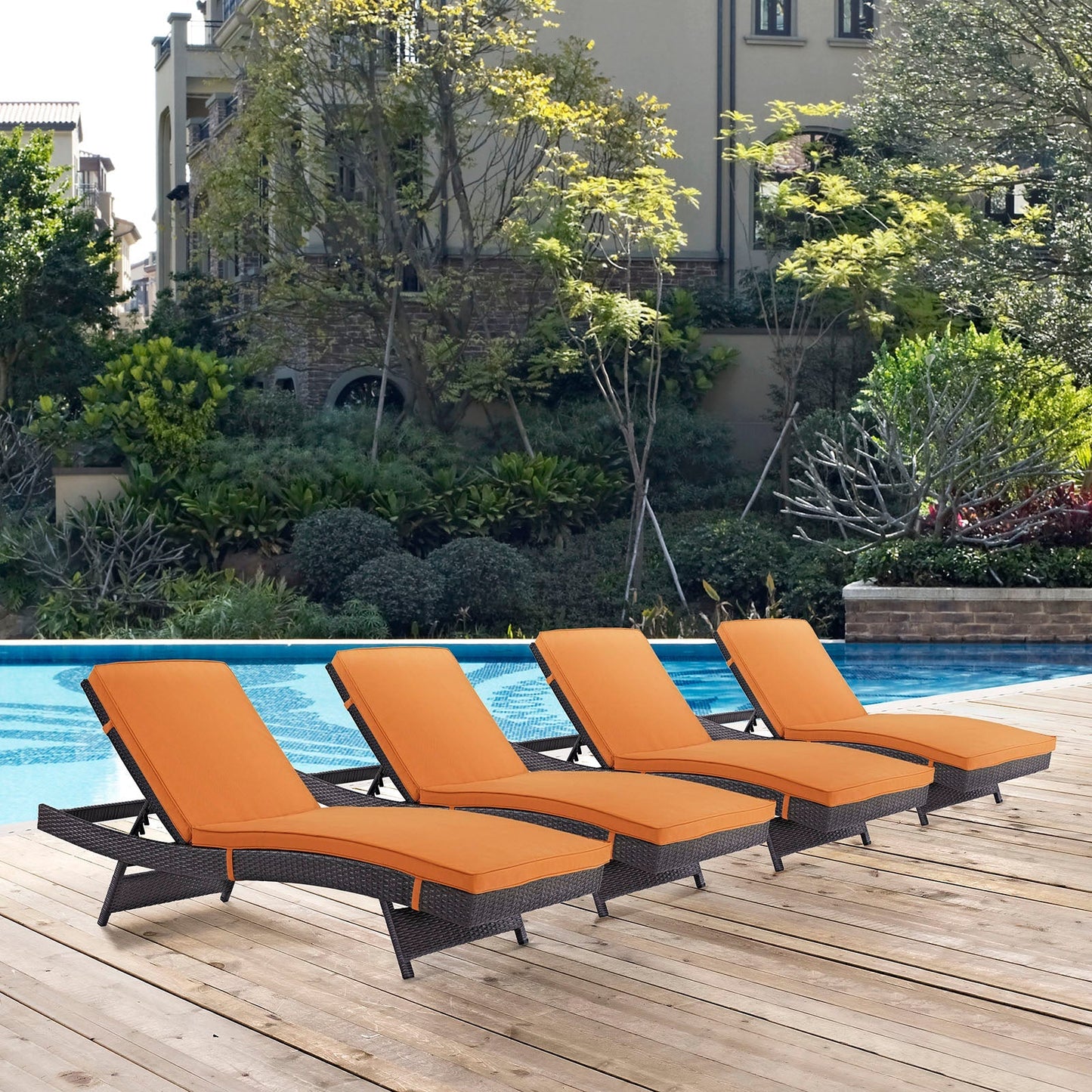 Modway Furniture Convene Chaise Outdoor Patio Set of 4 by Modway - EEI-2429-EXP-MOC-SET