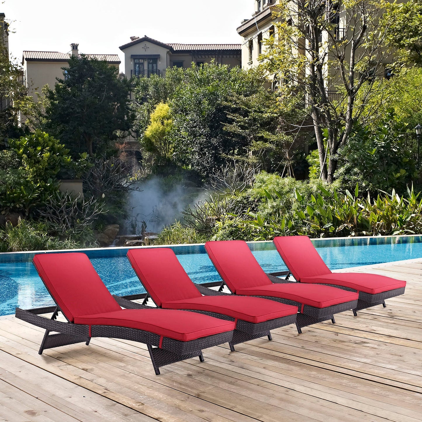 Modway Furniture Convene Chaise Outdoor Patio Set of 4 by Modway - EEI-2429-EXP-MOC-SET
