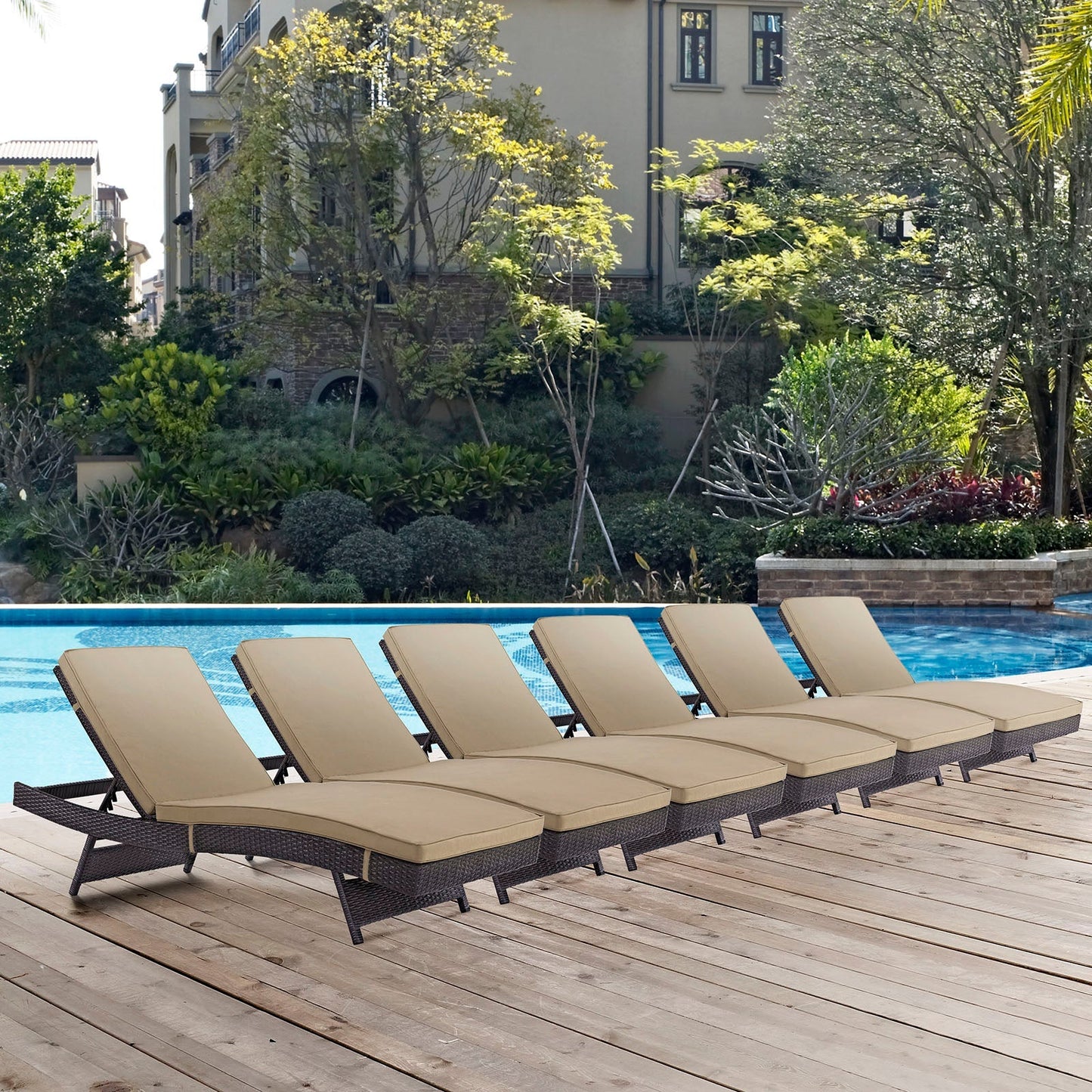 Modway Furniture Convene Chaise Outdoor Patio Set of 6 by Modway - EEI-2430-EXP-ORA-SET