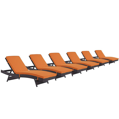 Modway Furniture Convene Chaise Outdoor Patio Set of 6 by Modway - EEI-2430-EXP-ORA-SET