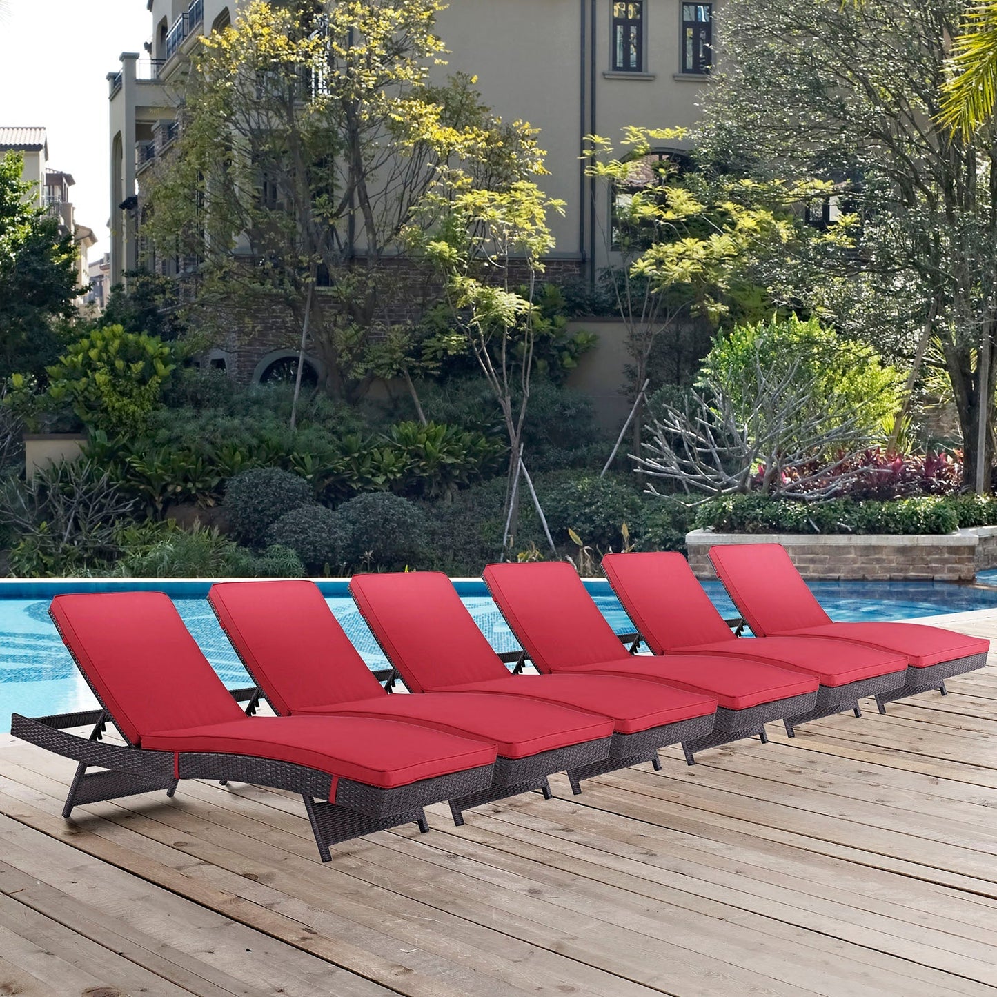 Modway Furniture Convene Chaise Outdoor Patio Set of 6 by Modway - EEI-2430-EXP-ORA-SET