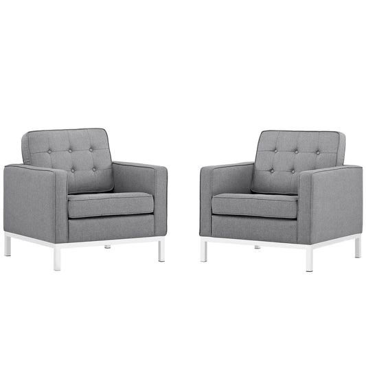 Modway furniture Loft Armchairs Upholstered Fabric Set of 2 - EEI-2440-LGR-SET