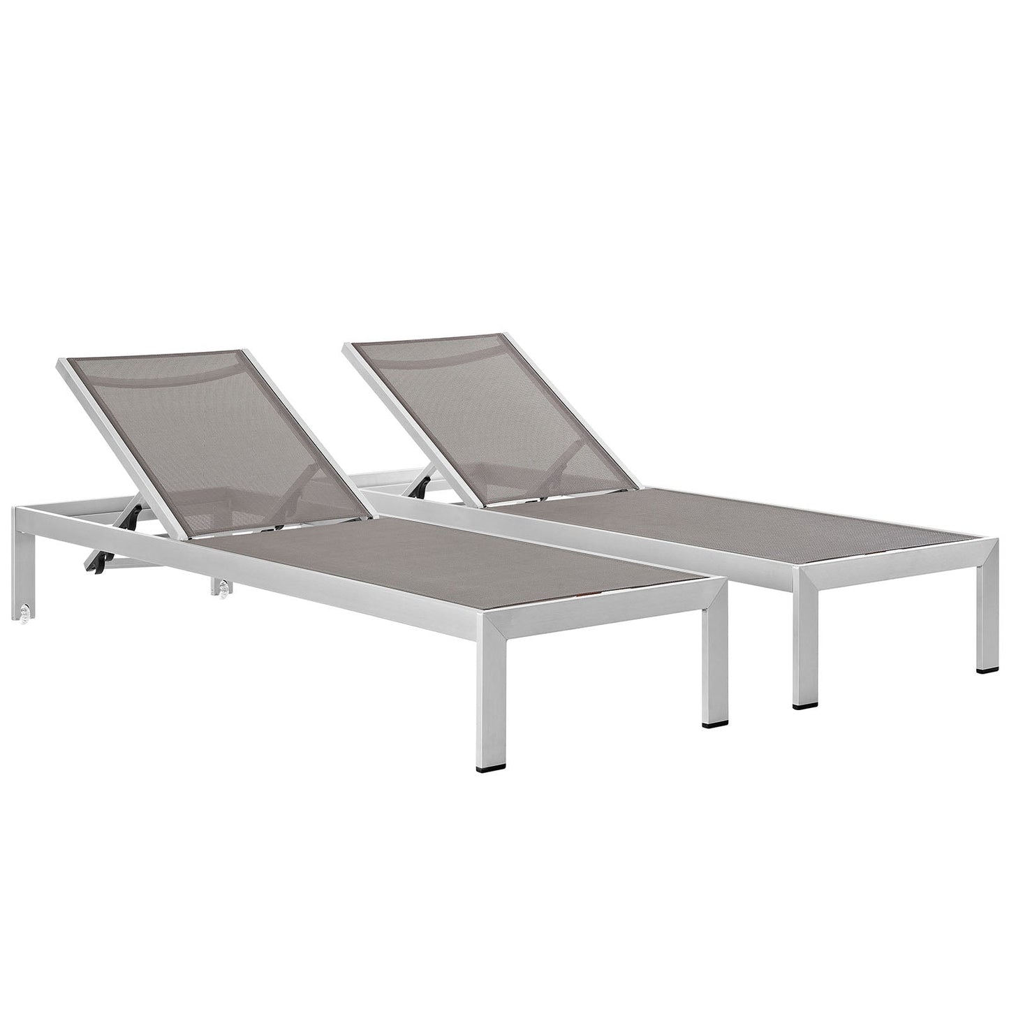 Modway Furniture Shore Chaise Outdoor Patio Aluminum Set of 2 – EEI-2472-SLV-BLK-SET