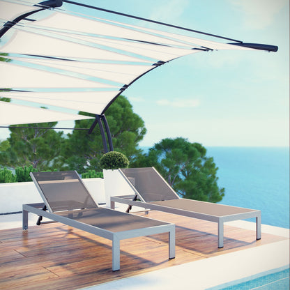Modway Furniture Shore Chaise Outdoor Patio Aluminum Set of 2 – EEI-2472-SLV-BLK-SET