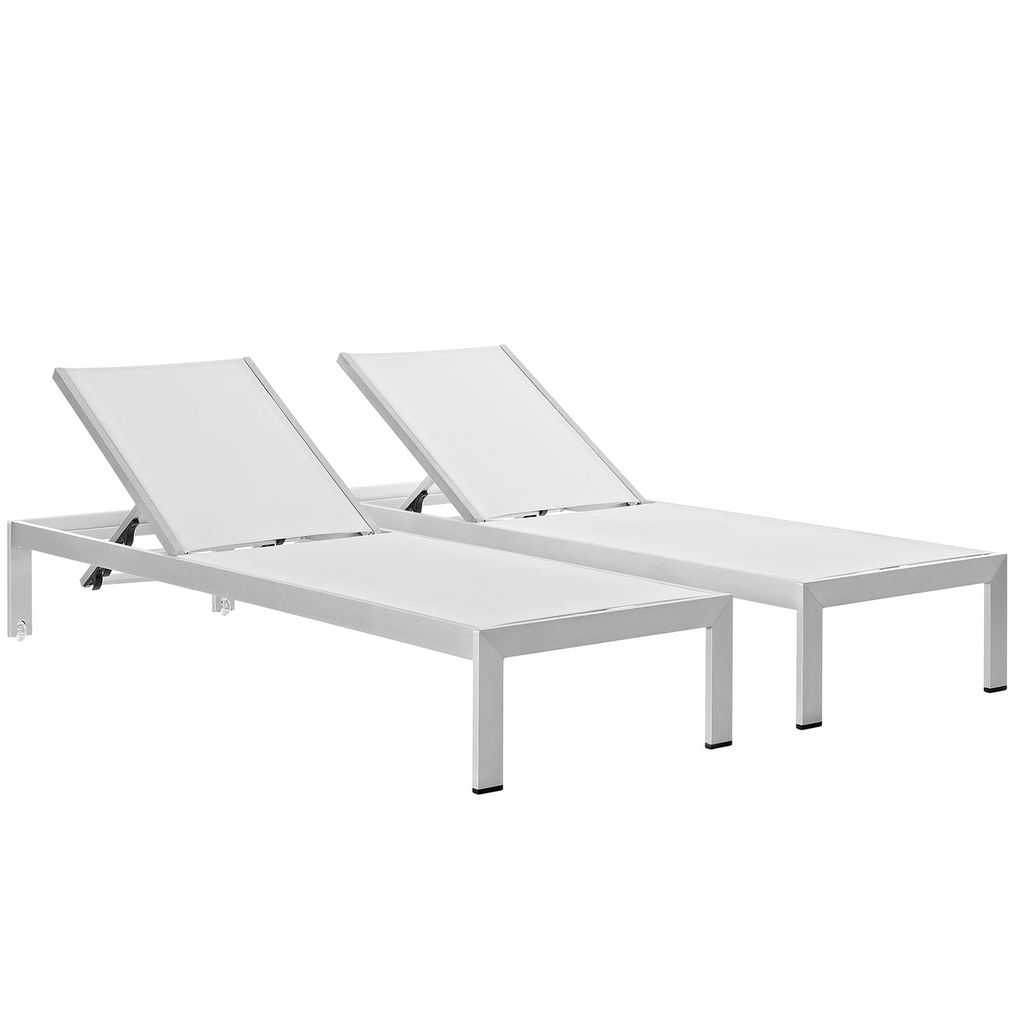 Modway Furniture Shore Chaise Outdoor Patio Aluminum Set of 2 – EEI-2472-SLV-BLK-SET