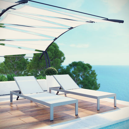 Modway Furniture Shore Chaise Outdoor Patio Aluminum Set of 2 – EEI-2472-SLV-BLK-SET