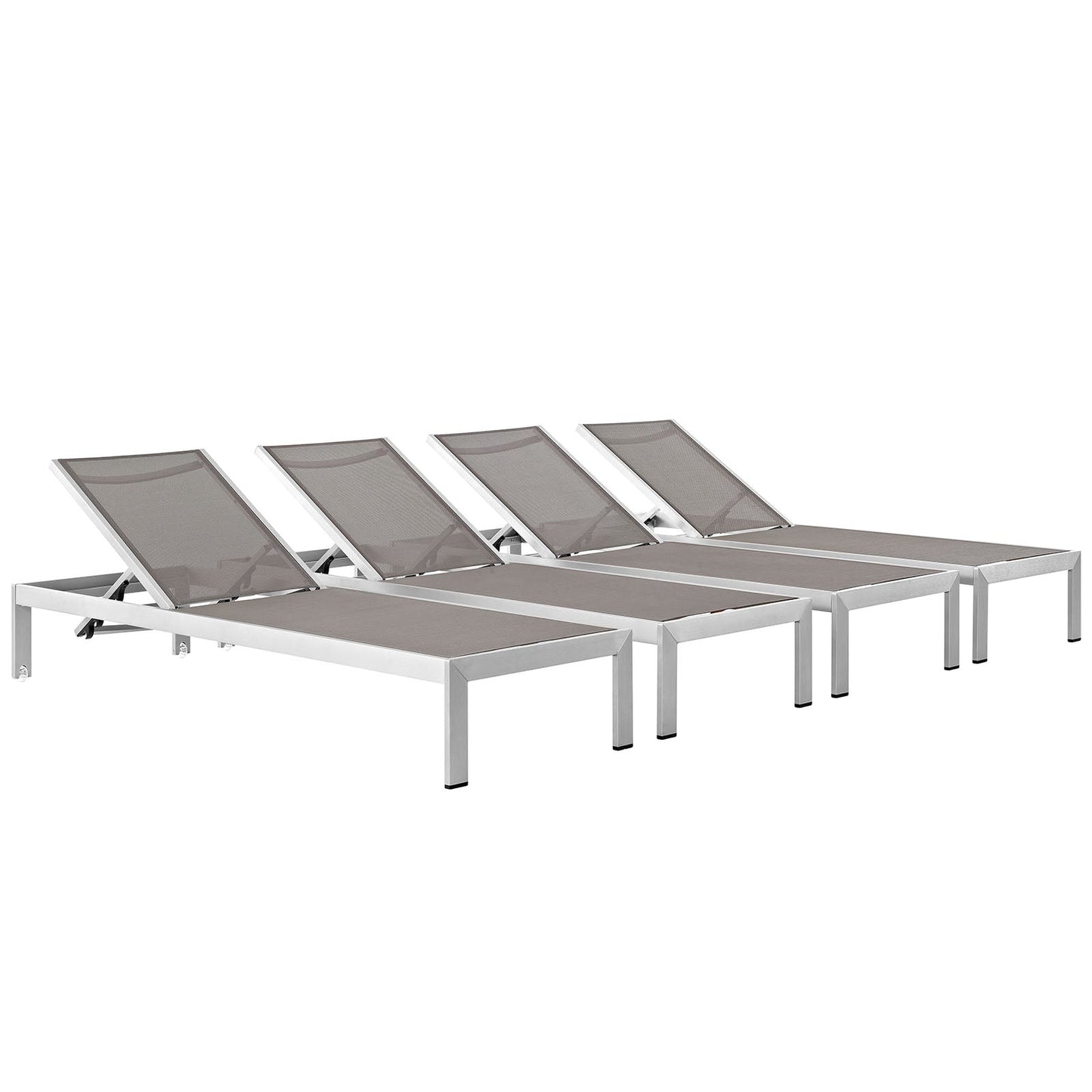 Modway Furniture Shore Chaise Outdoor Patio Aluminum Set of 4 – EEI-2473-SLV-BLK-SET
