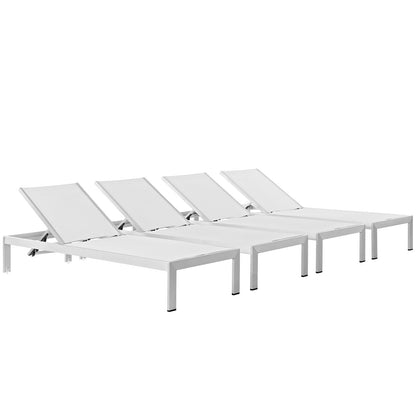 Modway Furniture Shore Chaise Outdoor Patio Aluminum Set of 4 – EEI-2473-SLV-BLK-SET