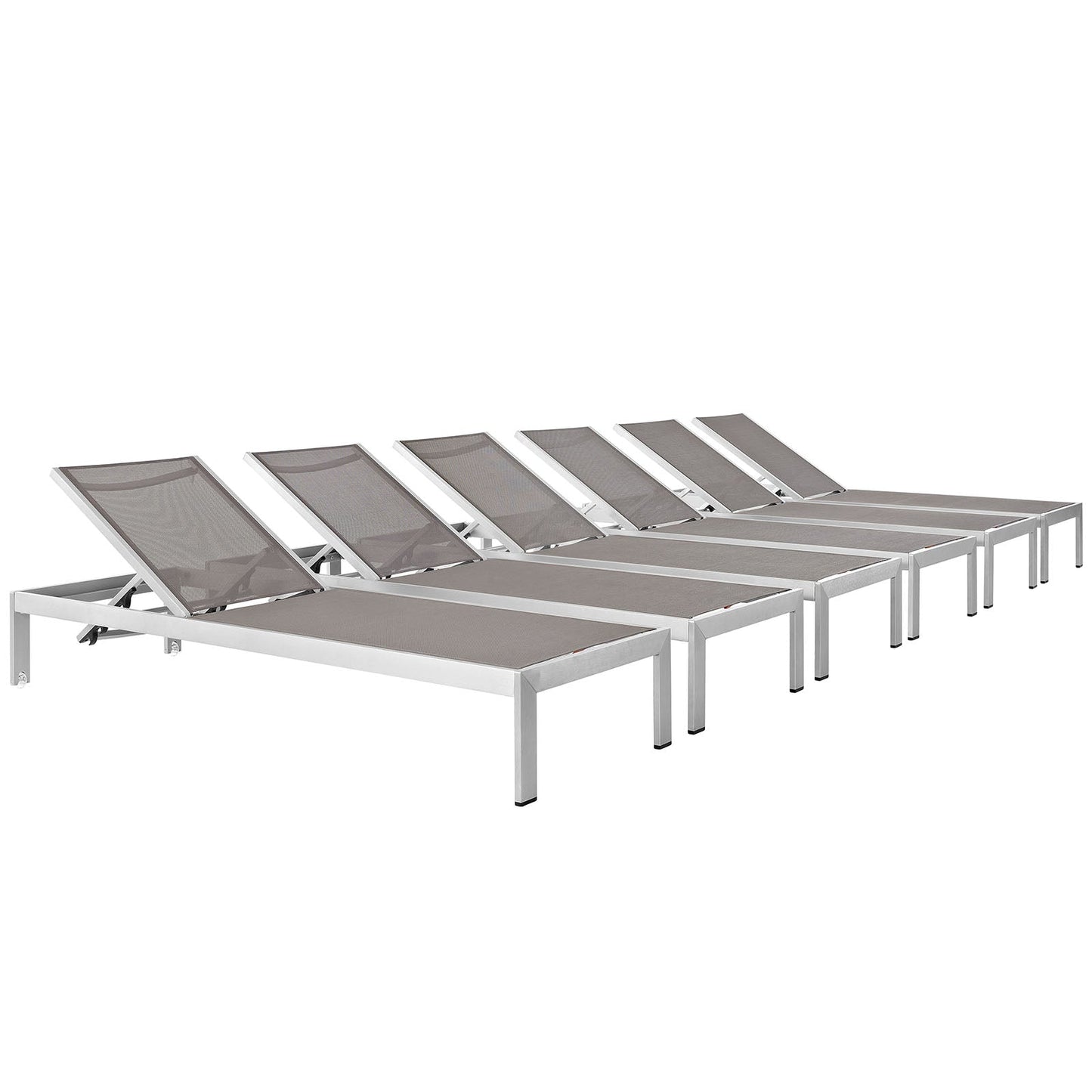 Modway Furniture Shore Chaise Outdoor Patio Aluminum Set of 6 – EEI-2474-SLV-BLK-SET