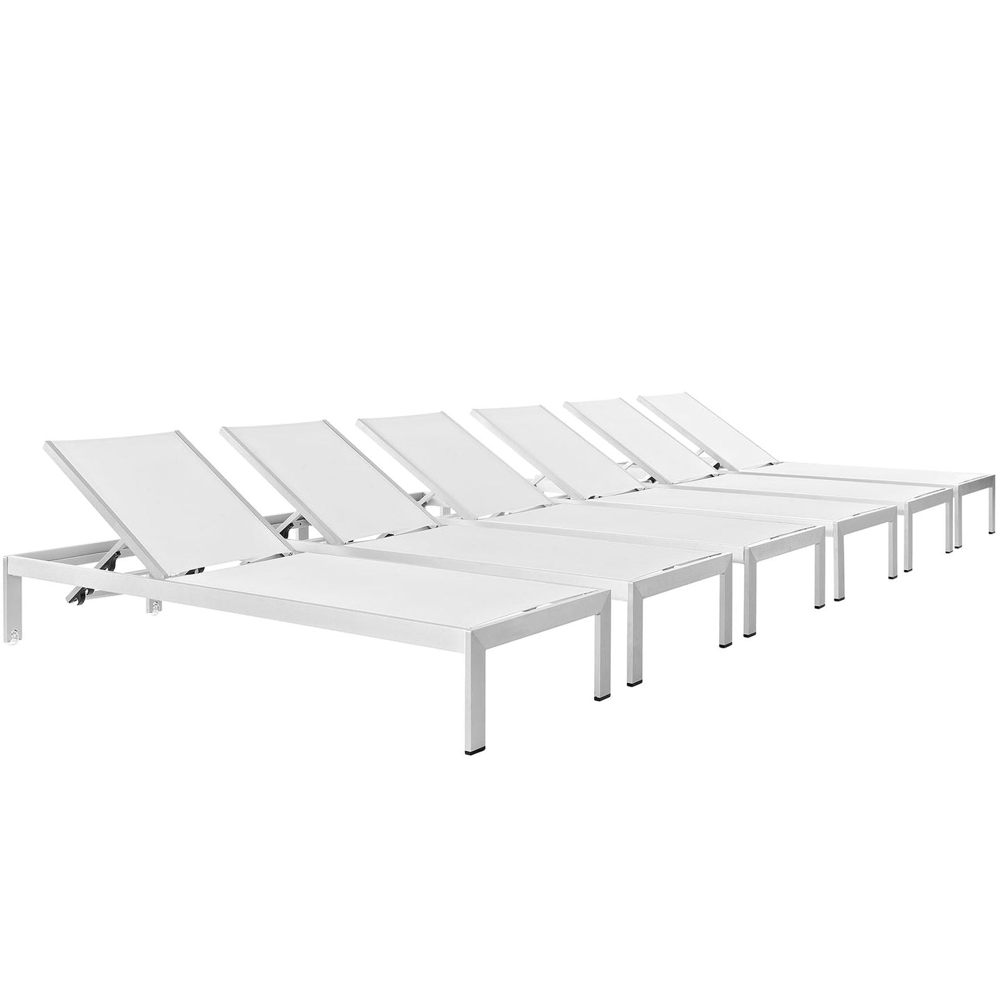 Modway Furniture Shore Chaise Outdoor Patio Aluminum Set of 6 – EEI-2474-SLV-BLK-SET