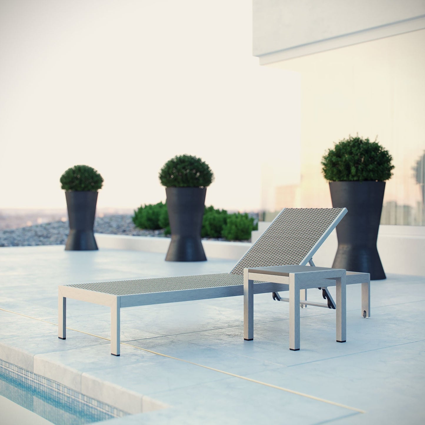 Modway Furniture Shore 2 Piece Outdoor Patio Set - EEI-2475-SLV-GRY-SET