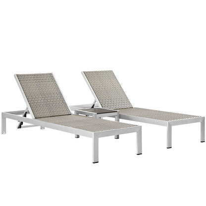 Modway Furniture Shore 3 Piece Outdoor Patio Aluminum Set – EEI-2476-SLV-GRY-SET